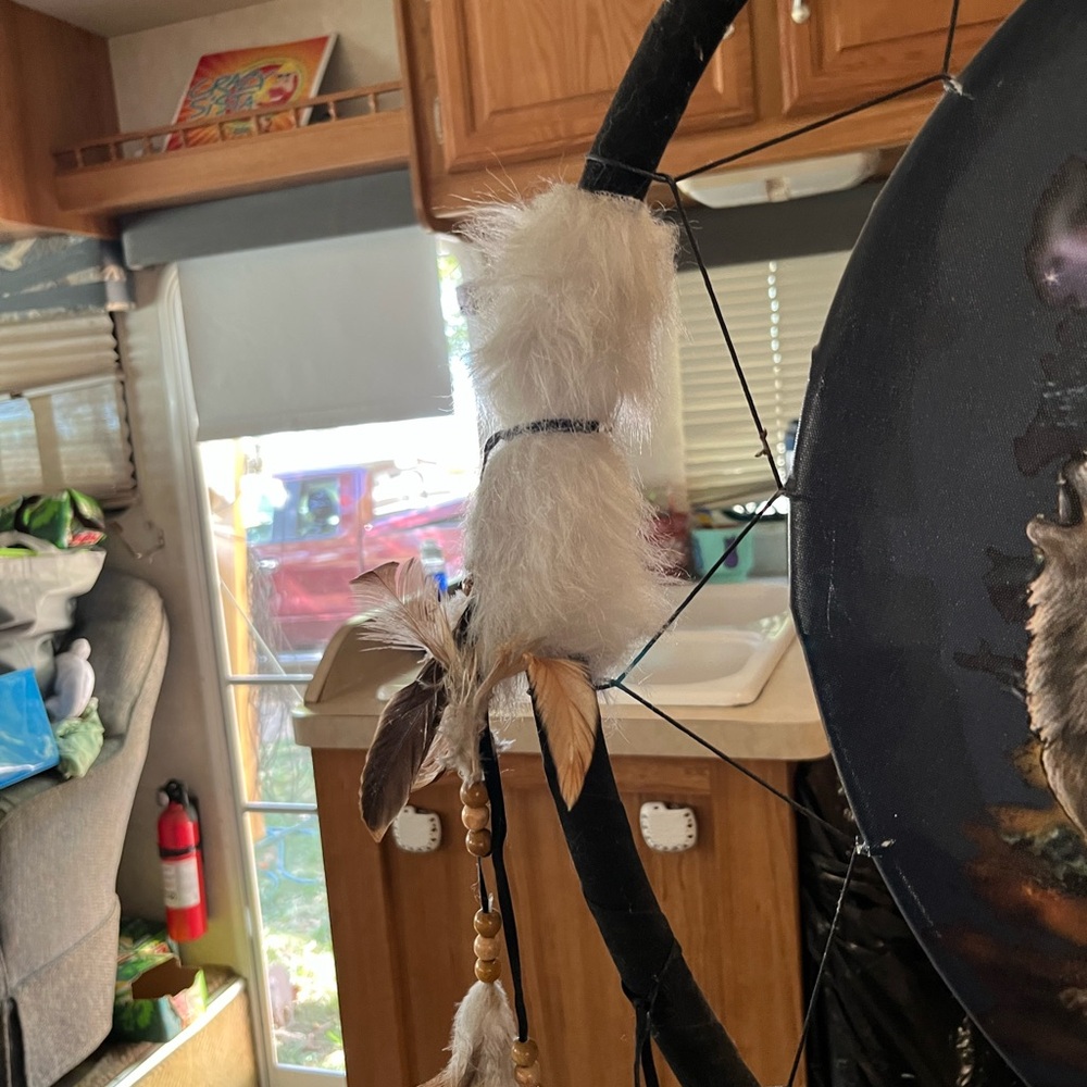 Hand Crafted Dreamcatcher with Native American Design - Black and Brown - Picture 6 of 9